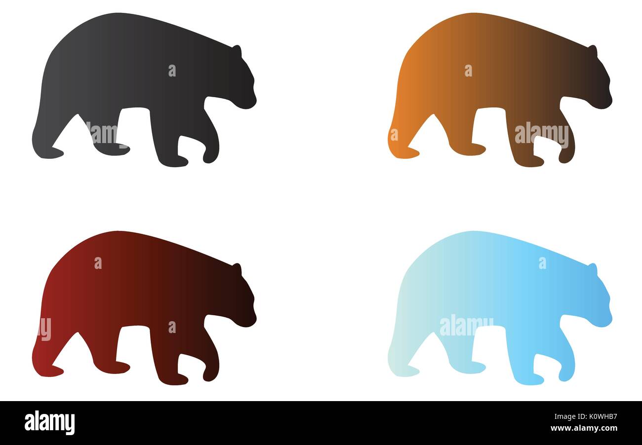 Quatre silhouettes d'ours logo Illustration de Vecteur