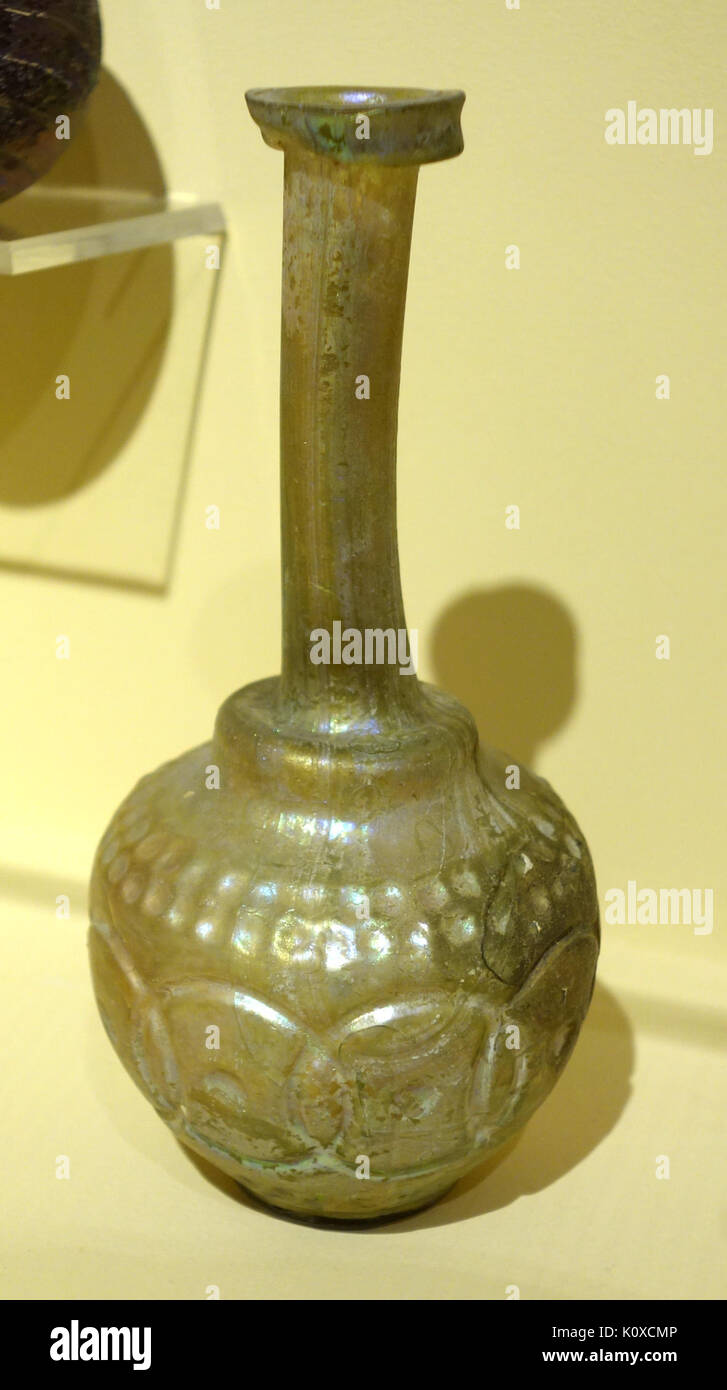 Alabastron cylindrique (pour le parfum flacon), Grec, Méditerranée centrale, 350 300 BC, cœur de verre formé Fitchburg Art Museum DSC08641 Banque D'Images