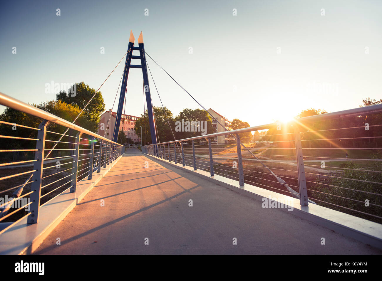 Pont sur la rivière Gera à Erfurt Banque D'Images