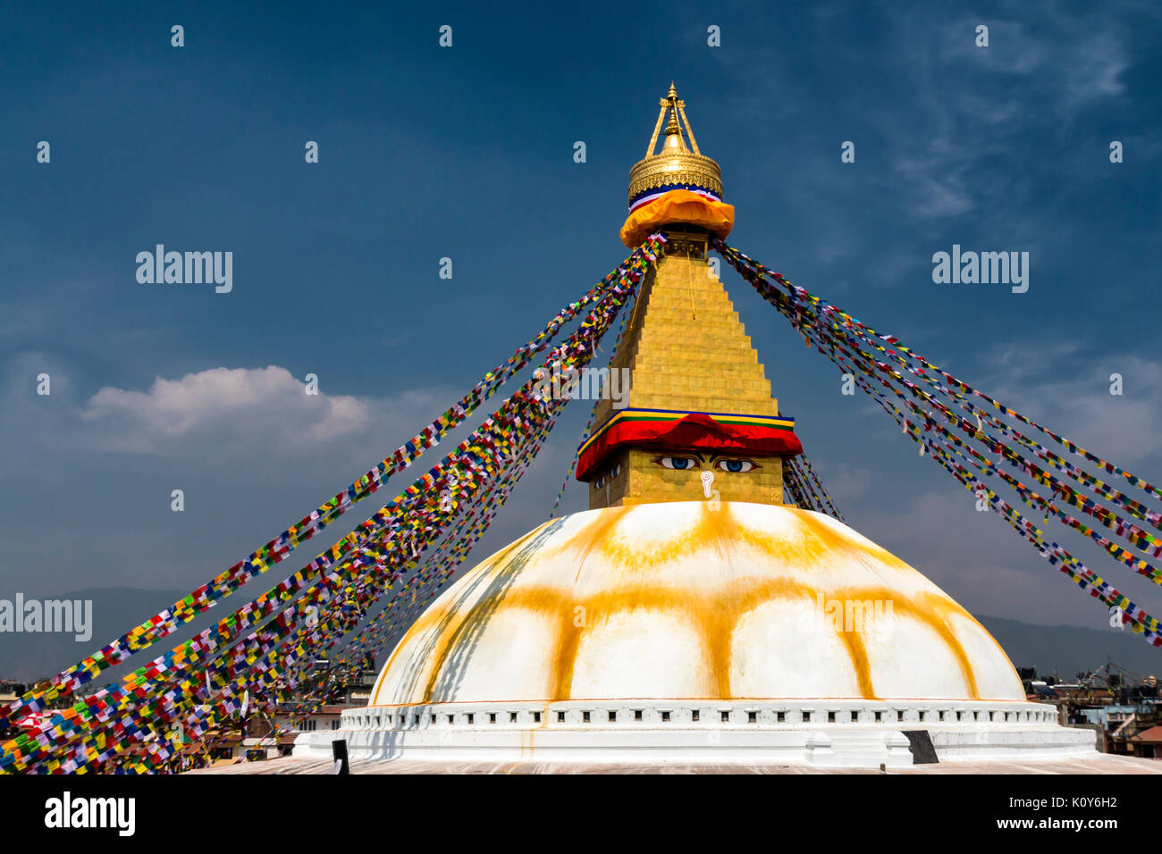 Grand Stupa de Boudhanath, Katmandou, Népal Banque D'Images