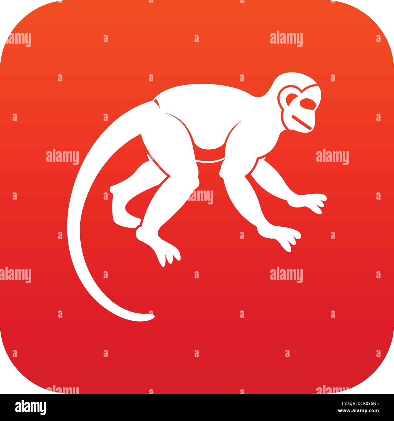 L'icône de singe capucin rouge numérique Illustration de Vecteur
