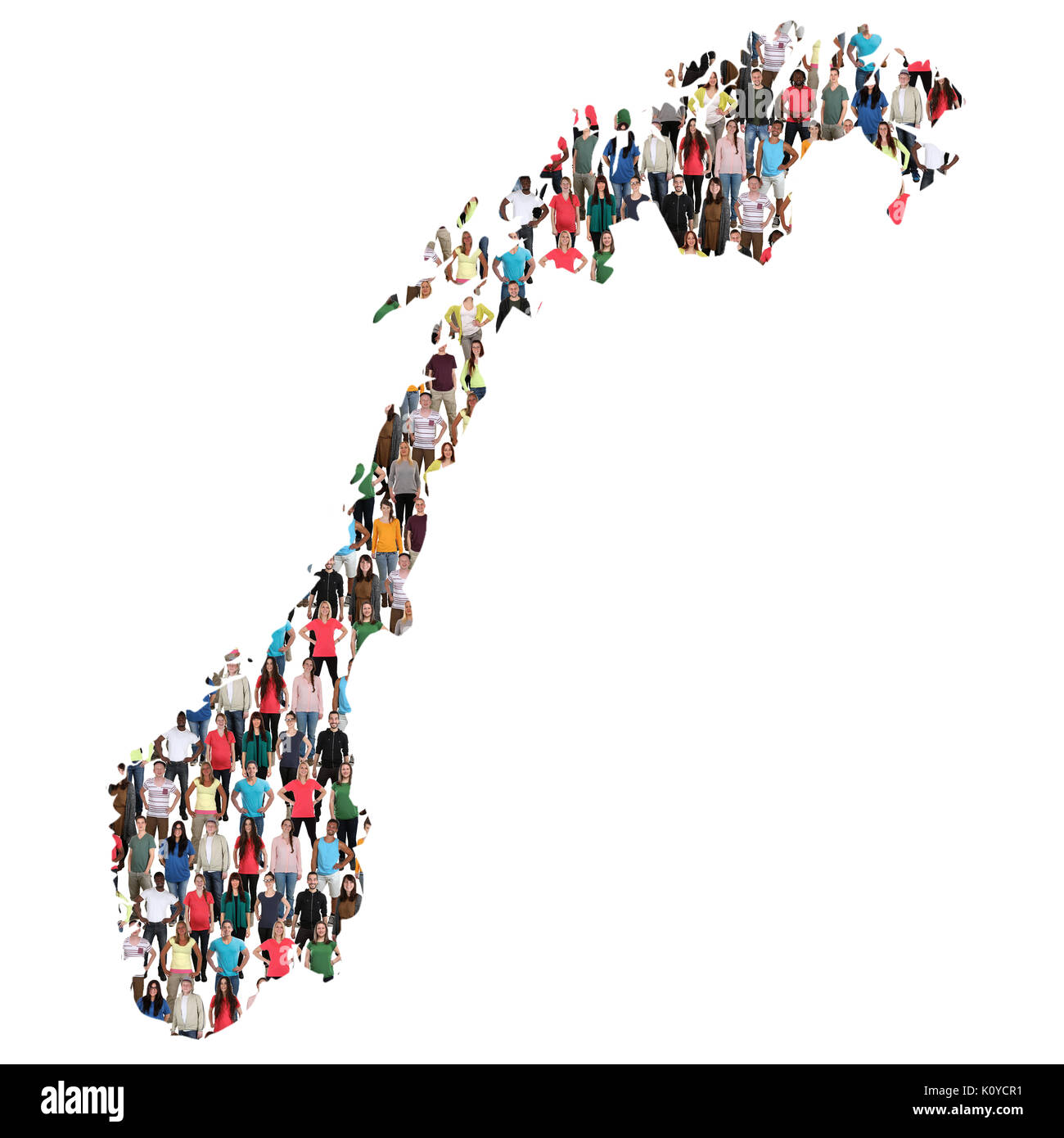 Carte Norvège groupe multiculturel de l'intégration des personnes isolées de la diversité de l'immigration Banque D'Images