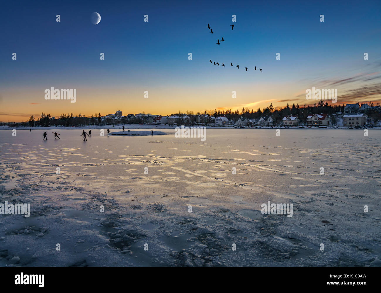 L'hiver, Reykjavik, Islande congelés Étang Banque D'Images