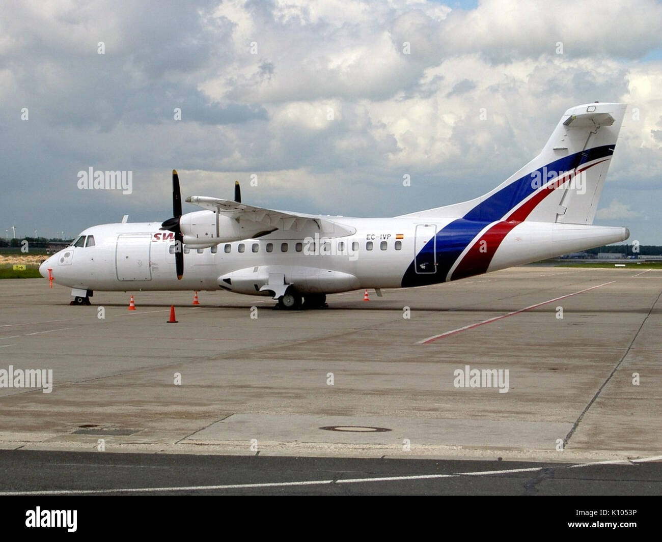 Aerospatiale Alenia ATR 42 300 EC Swiftair décollent IVP Leipzig Halle (LEJ EDDP), 10 mai 2005 Banque D'Images