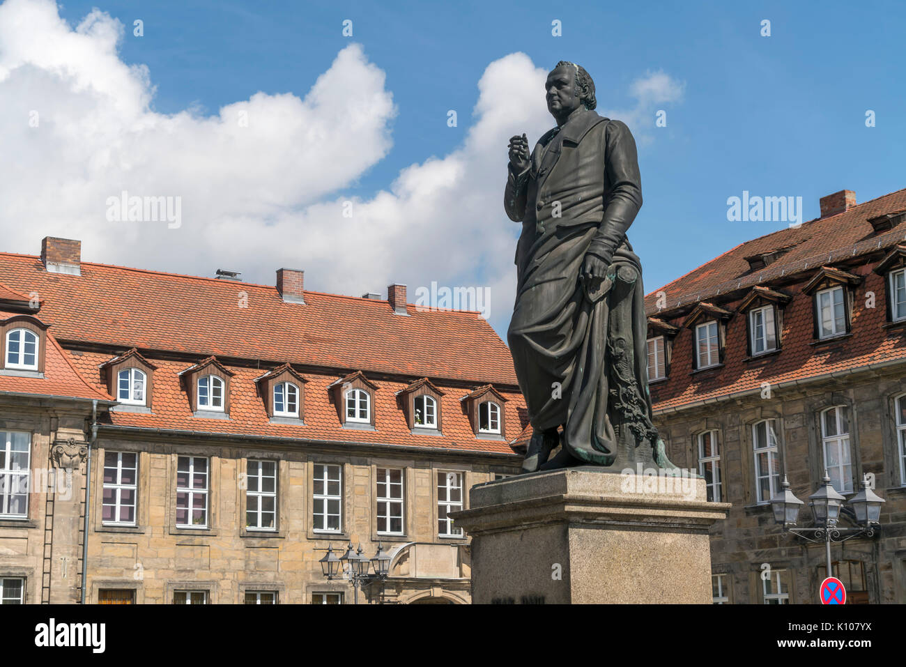 Jean Paul Denkmal auf dem Jean-Paul-Platz à Bayreuth, Oberfranken, Bayern, Deutschland | Jean Paul statue sur Jean-Paul square, Bayreuth, la Fran Banque D'Images