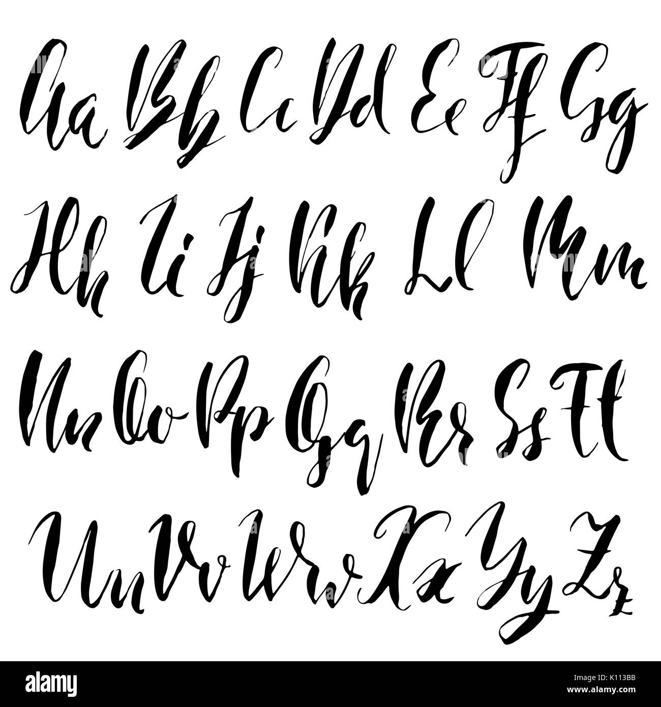 Élégant dessiné à la main font de calligraphie. Pinceau moderne le  lettrage. Grunge style alphabet. Vector illustration Image Vectorielle  Stock - Alamy
