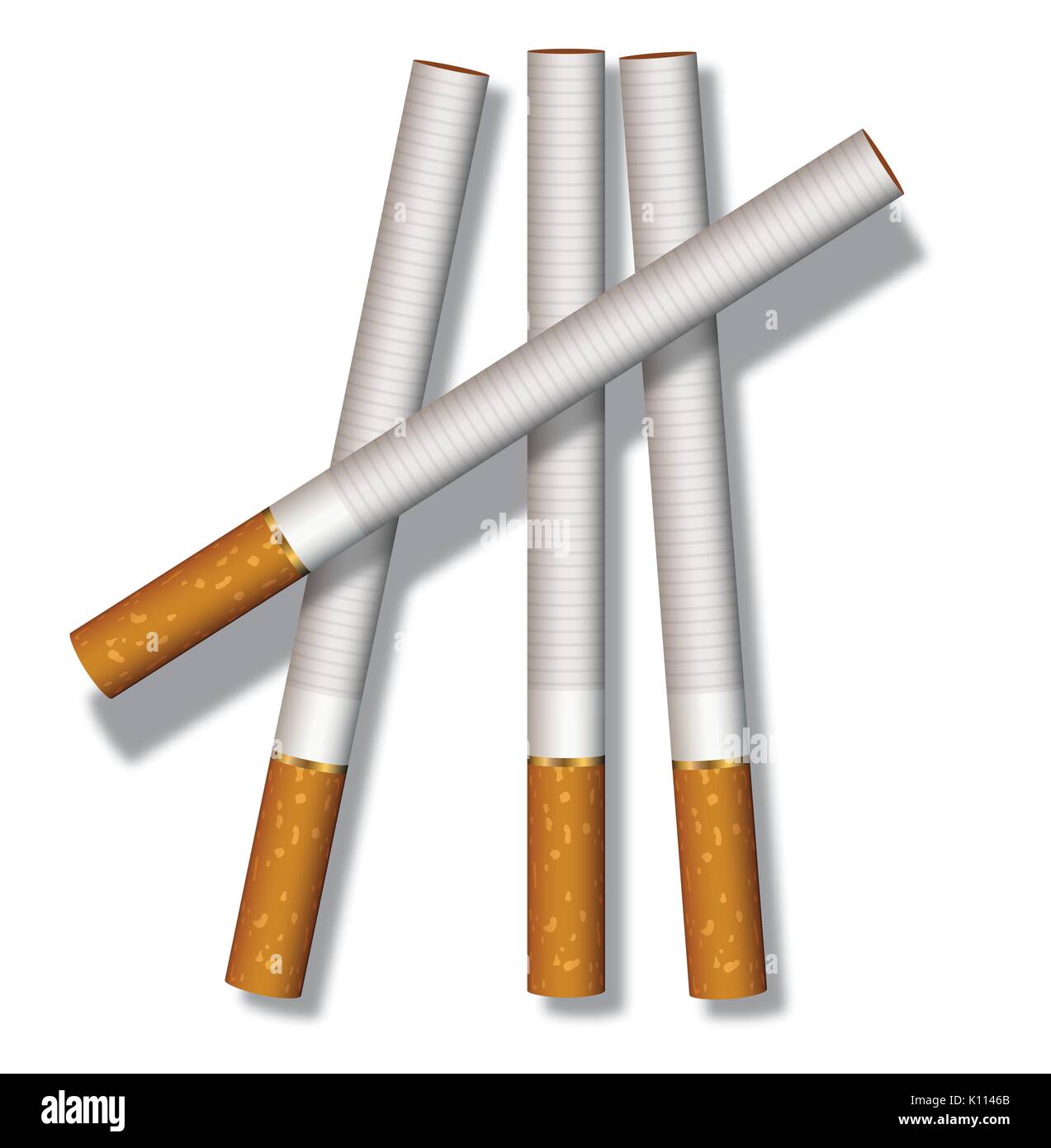 Quatre cigarettes composé sur un fond blanc Illustration de Vecteur