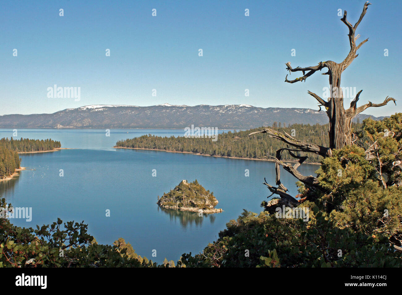 Vue panoramique de l'EMERALD BAY dans la région de Lake Tahoe, California Banque D'Images