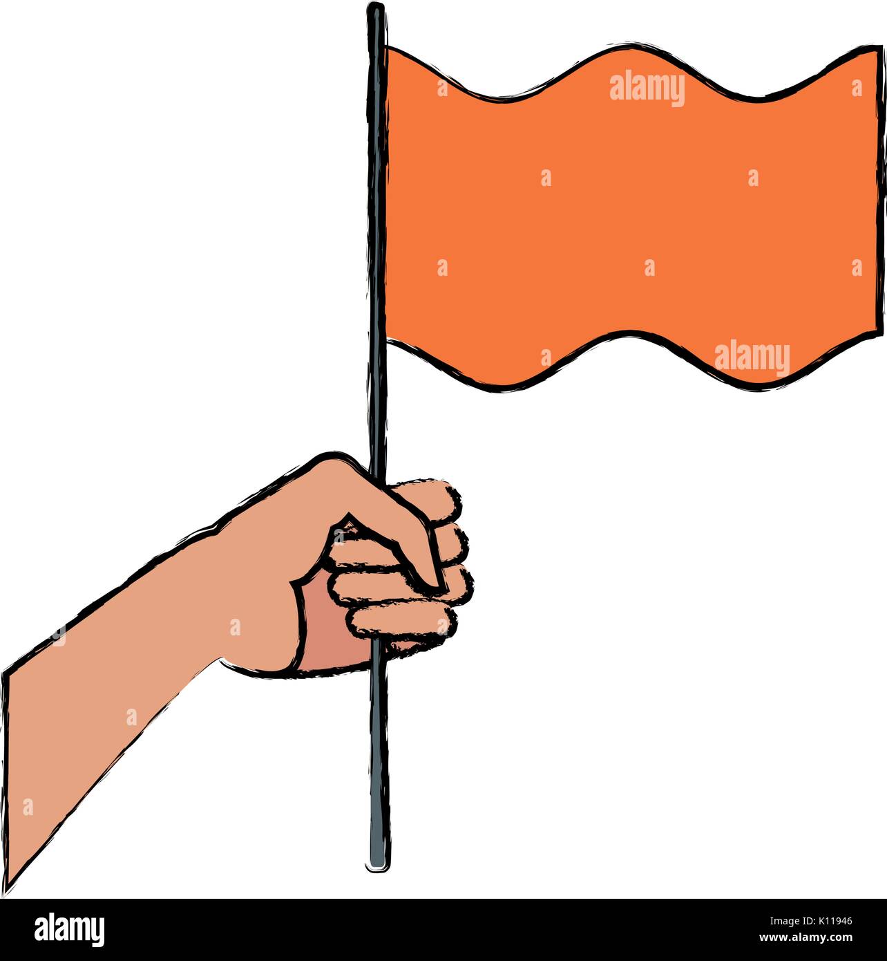 Main brandissant un symbole du drapeau patriote ou concept de paix Illustration de Vecteur