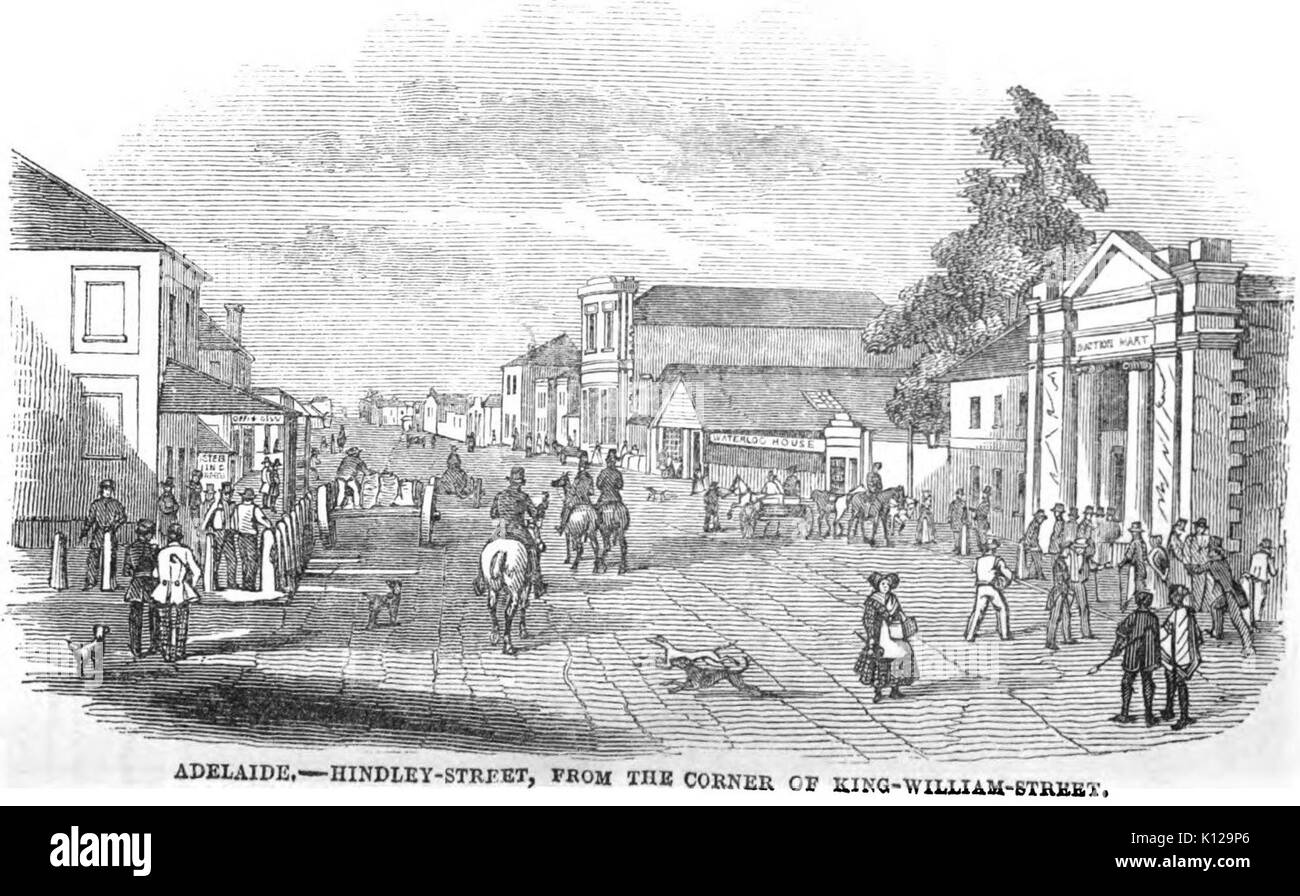 Hindley Adelaide St., à partir de l'angle de King William Street (p.48, mars 1849) Copie Banque D'Images