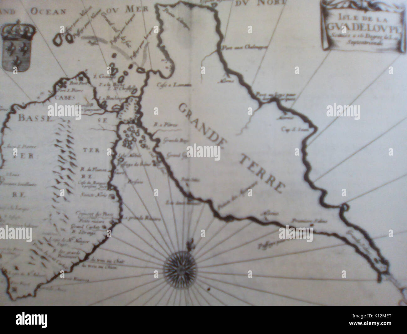 Ancienne carte de la Guadeloupe Banque D'Images