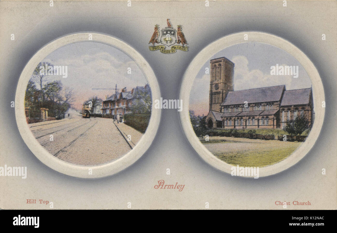 Carte postale avant 1914 l'Église Armley Banque D'Images