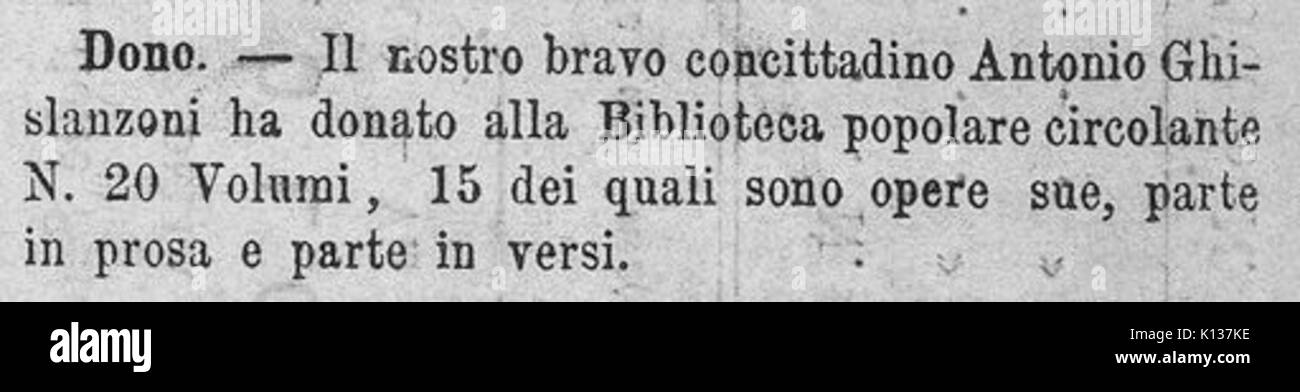 Biblioteca Lecco 1871 Antonio Ghislanzoni Banque D'Images