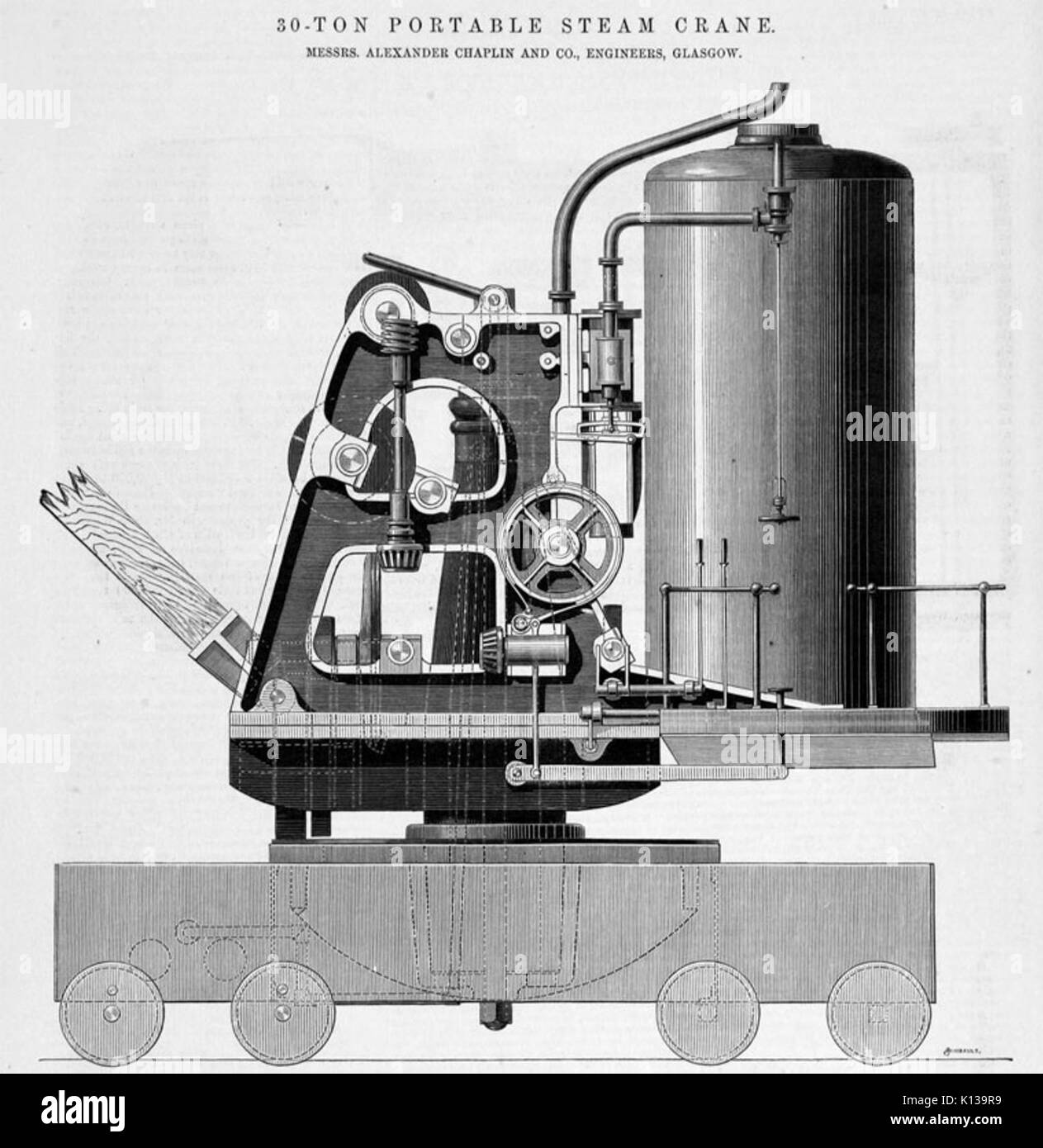 Alexander Chaplin & Co 30 tonnes, grue à vapeur portable 1868 (1) Banque D'Images