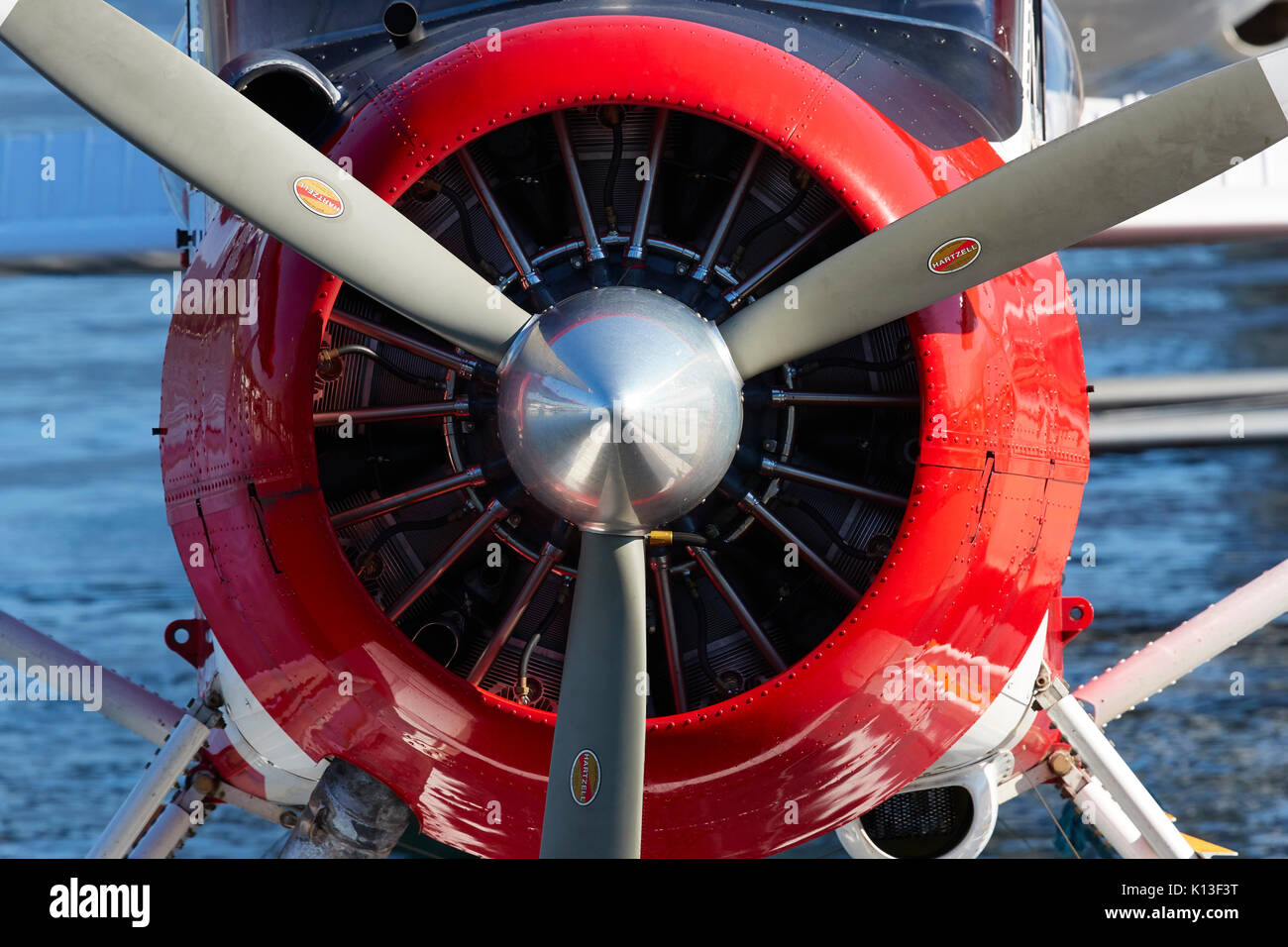 Vintage de Havilland Beaver Floatplanes amarré au Vancouver Harbour Flight Centre, Colombie-Britannique, Canada. Banque D'Images