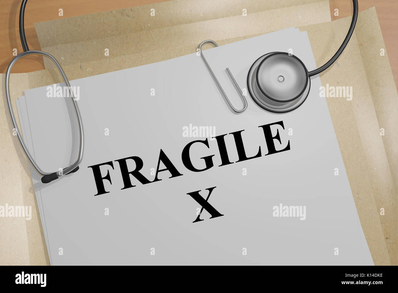 3D illustration de "X FRAGILE" titre sur un document médical Banque D'Images