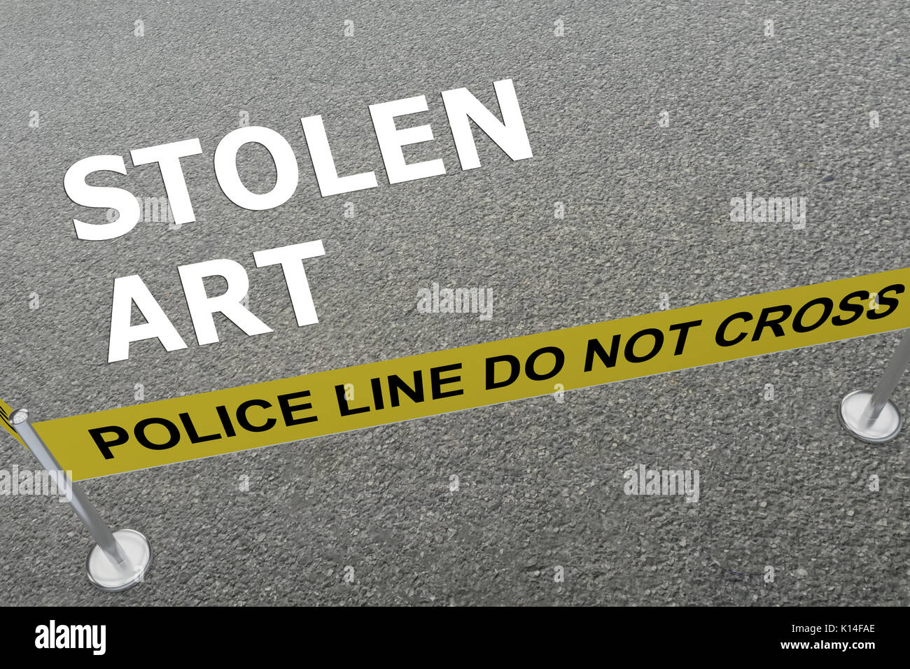 3D illustration de l'art de 'vol' titre sur le sol dans une arène de la police Banque D'Images