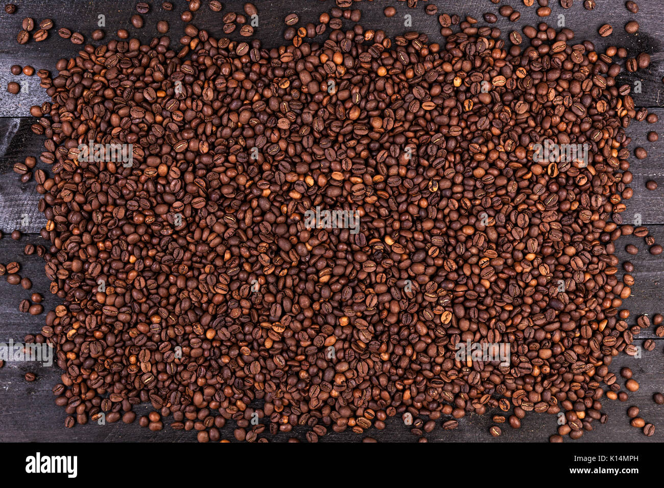 Les grains de café. Top View with copy space Banque D'Images