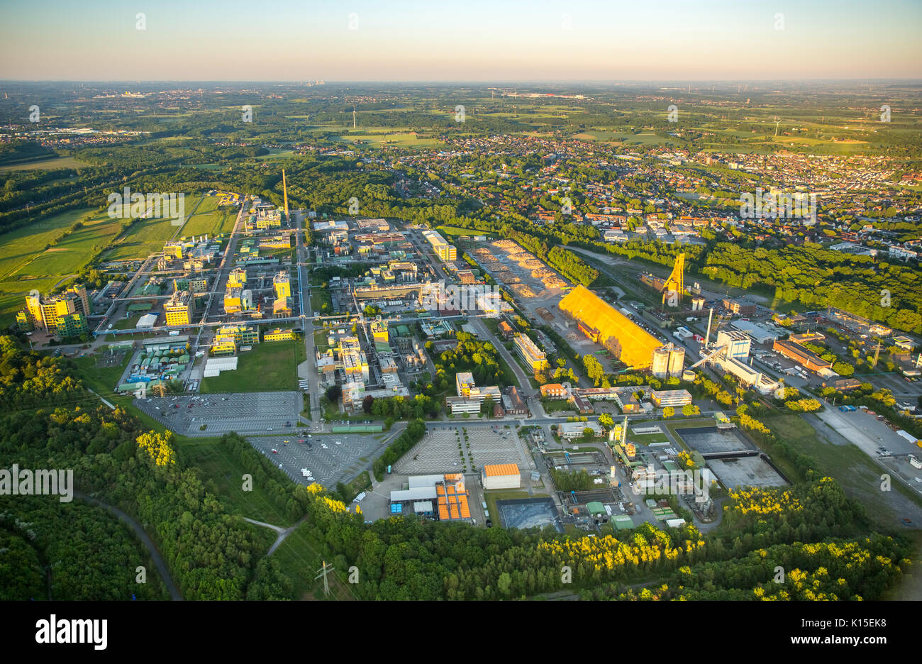 Zone industrielle de l'usine de produits chimiques Bayer AG Bergkamen, Bergkamen, Ruhr, Rhénanie du Nord-Westphalie, Allemagne Banque D'Images