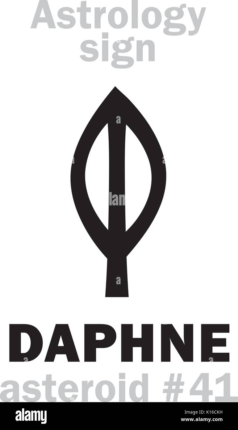 Alphabet d'astrologie : Daphné, astéroïde # 41. Caractères hiéroglyphes signe (symbole unique). Illustration de Vecteur
