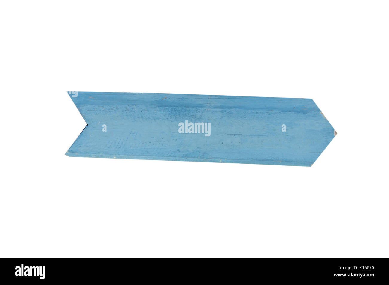 Flèche en bois signe sur fond blanc. Banque D'Images