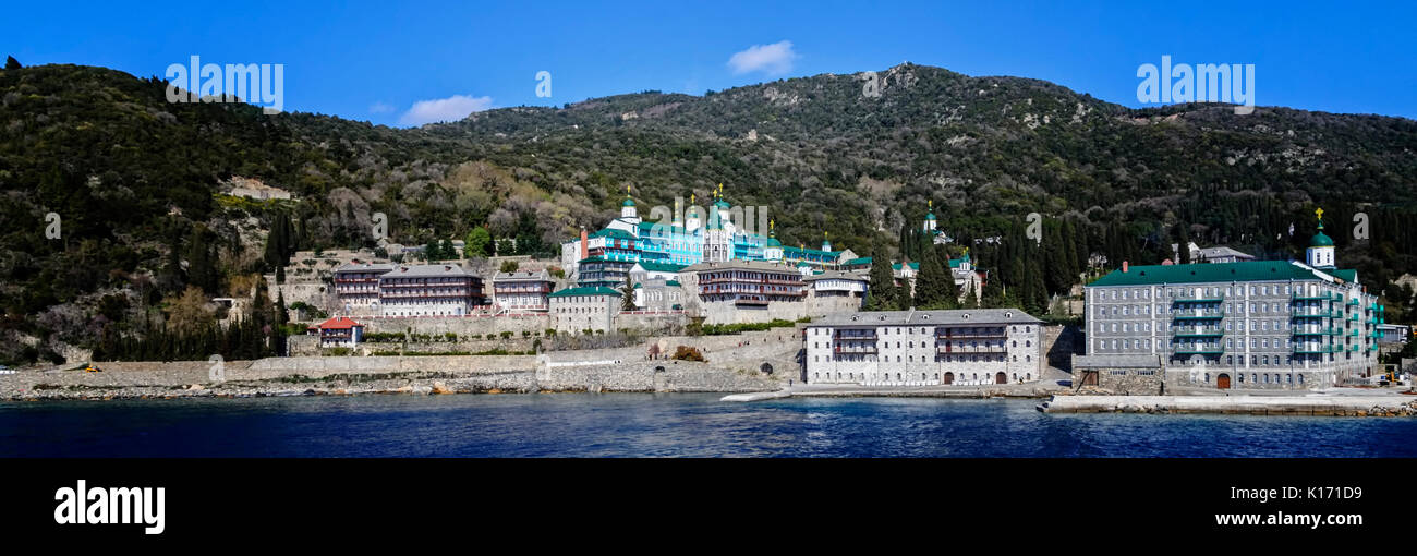 Monastère Saint-panteleimon, péninsule Athos, Athos, Chalkidiki, Grèce Banque D'Images