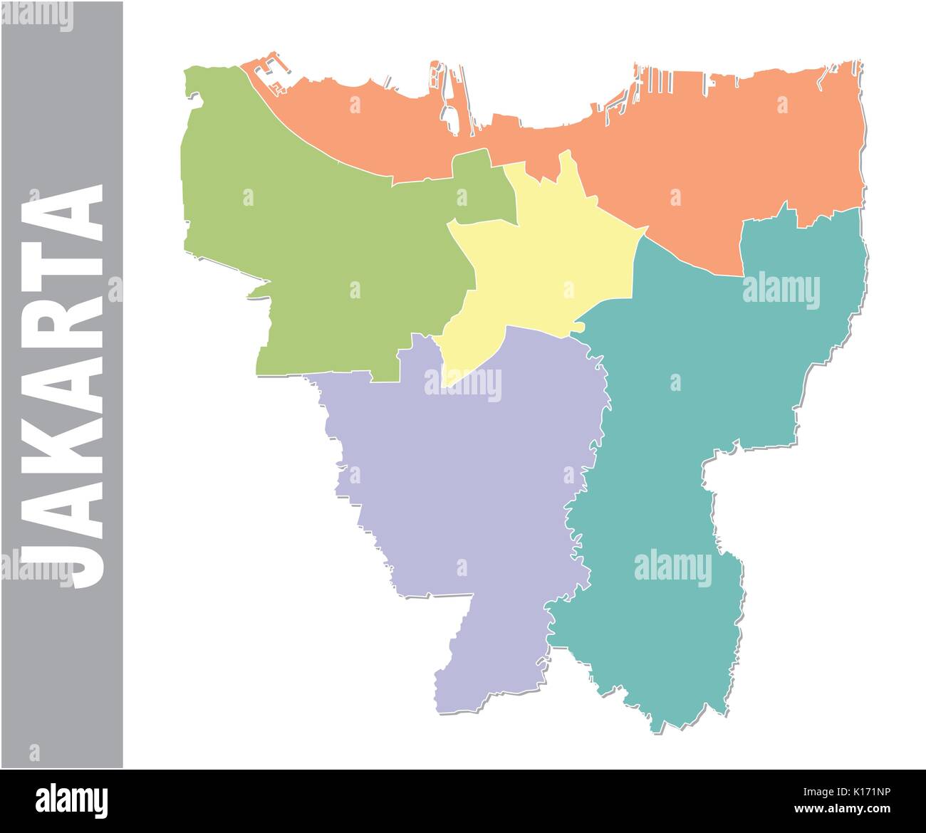 Jakarta colorés carte politique et administrative Illustration de Vecteur Jakarta colorés carte politique et administrative Illustration de Vecteur