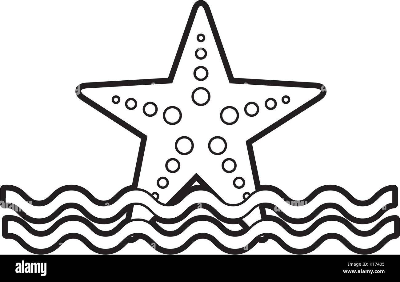 Étoile de mer avec des vagues de la vie Illustration de Vecteur