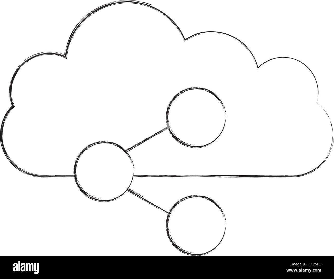 Cloud computing avec symbole partager l'icône isolé Illustration de Vecteur