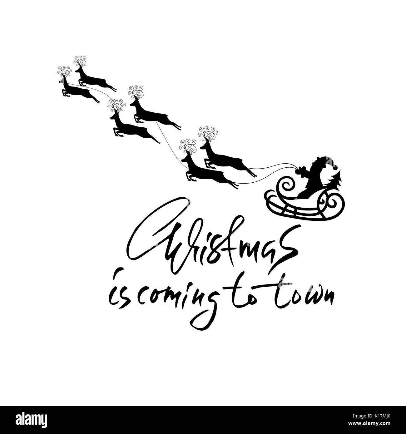 Design lettrage de Noël. C'est Noël à la ville. Vector illustration. Lettrage moderne brosse sèche. Carte de vacances. Illustration de Vecteur