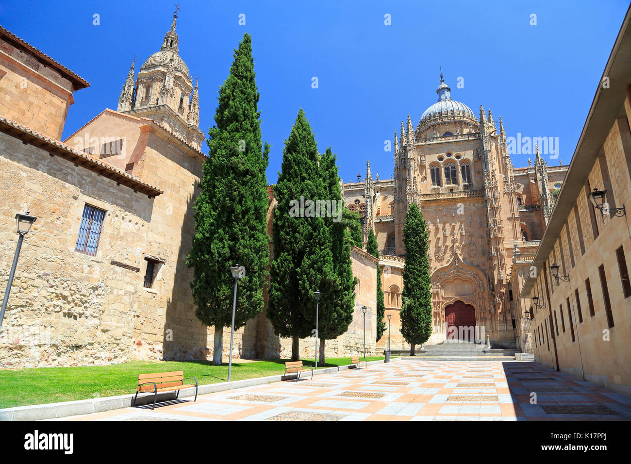 Nouvelles et anciennes cathédrales Salamanque, Espagne Banque D'Images