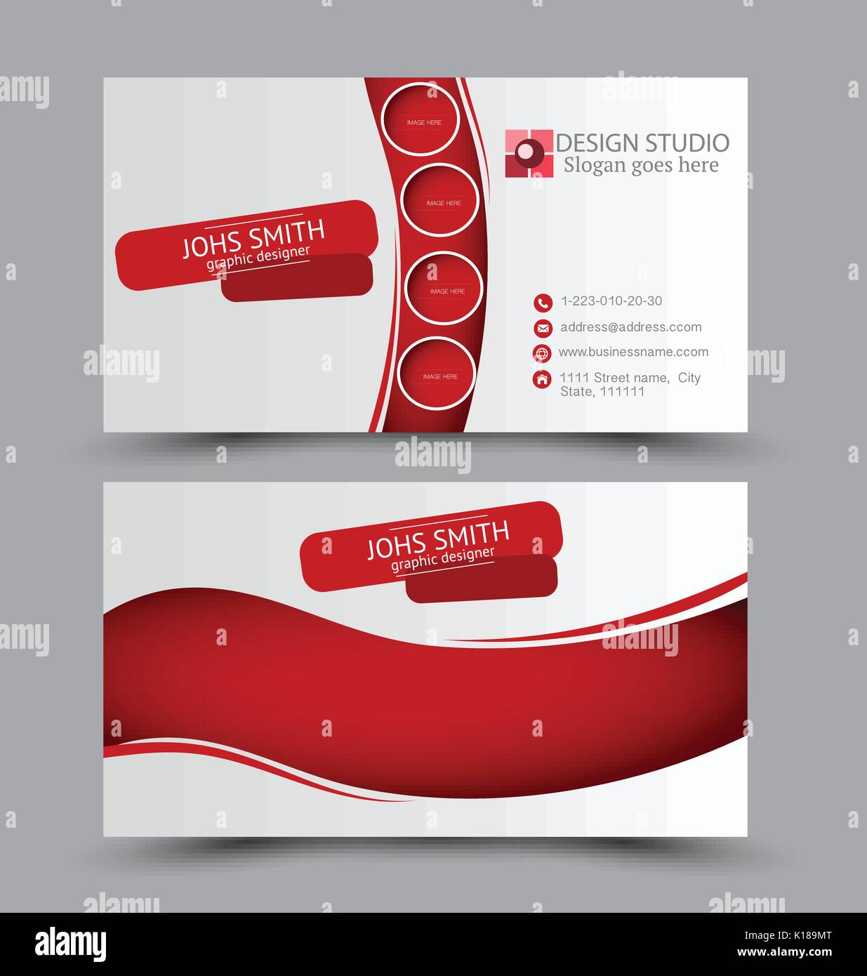 Carte de visite modèle de conception de l'entreprise corporate style. Couleur rouge. vector illustration. Illustration de Vecteur