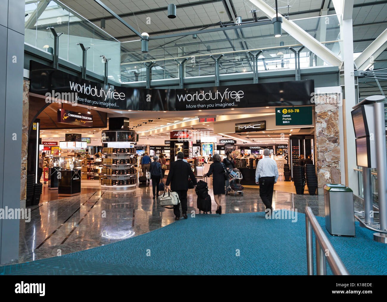 Les boutiques hors taxes à l'Aéroport International de Vancouver, au Canada, en Amérique du Nord Banque D'Images