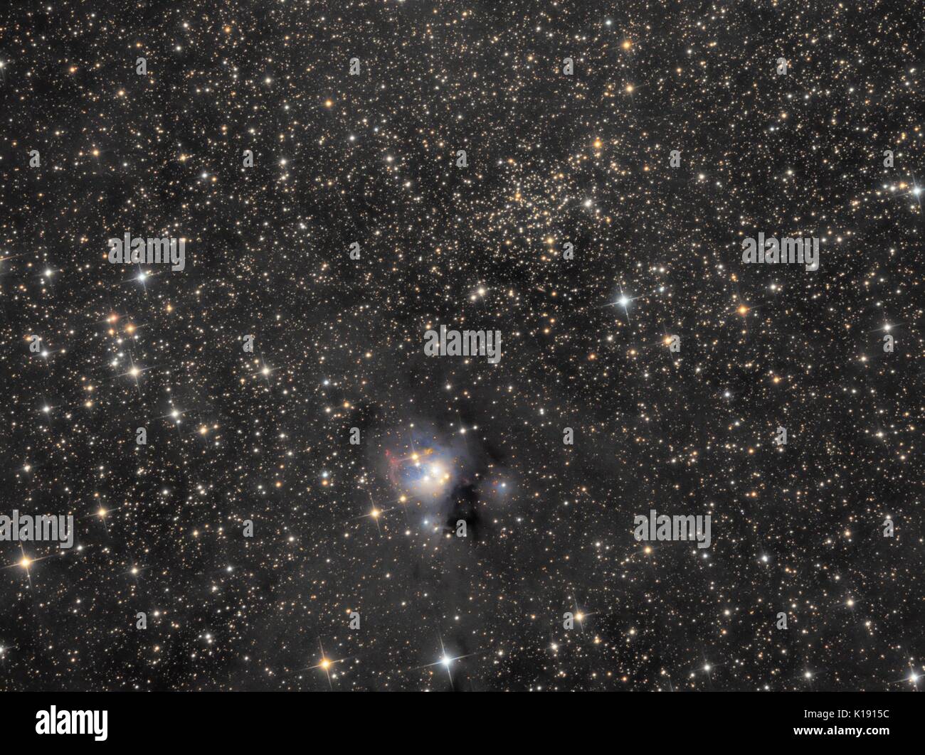 Amas ouvert NGC 7129 - un amas d'étoiles situé dans Cepheus Banque D'Images