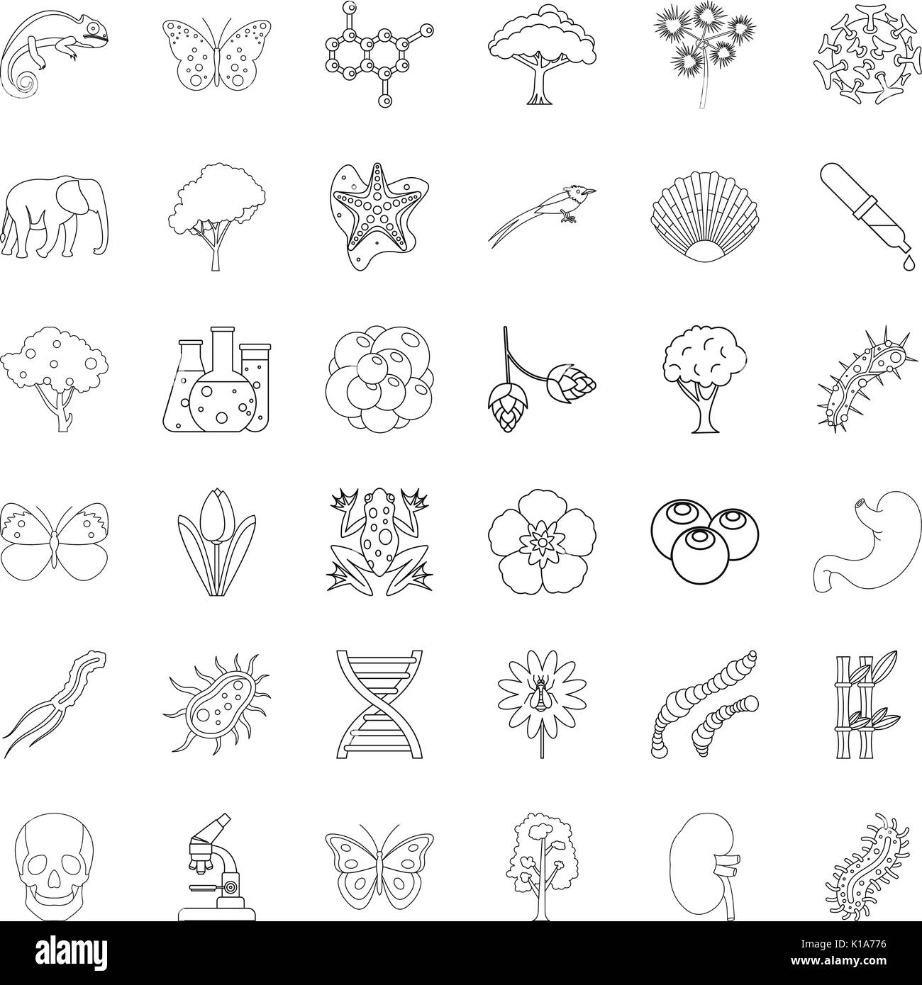 Zoologie icons set style du contour, Illustration de Vecteur