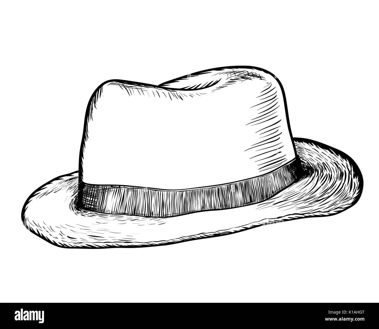 Dessin à la main chapeau de cowboy. Le noir et blanc simple ligne Vector  Illustration pour livre de coloriage - Ligne dessinée Vector Image  Vectorielle Stock - Alamy