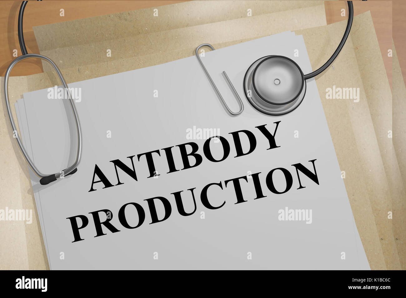 3D illustration de 'Titre' de production d'anticorps de documents médicaux. Concept Medicial. Banque D'Images