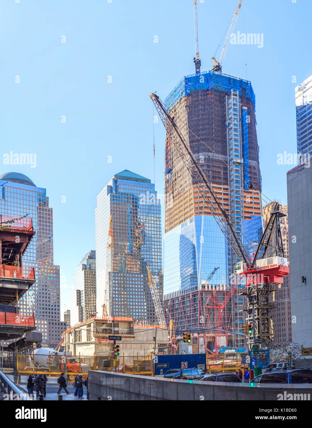 La construction de tours détruites du World Trade Center, Manhattan, New York City Banque D'Images