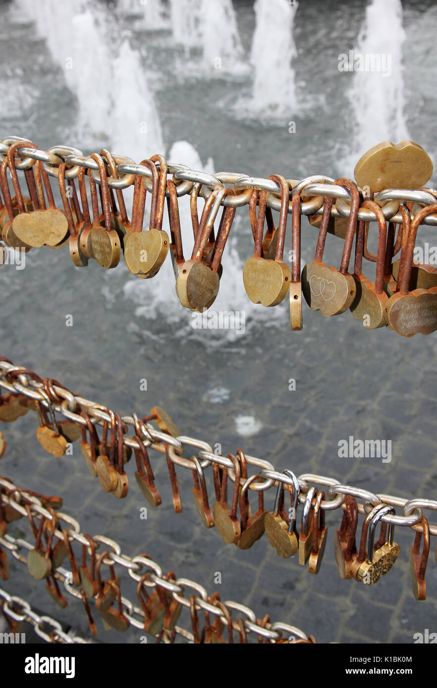 Love locks Perth Australie Banque D'Images