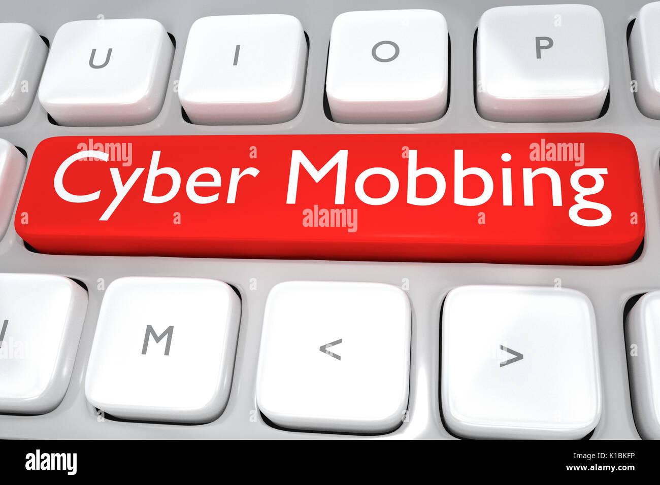Rendre illustration de clavier de l'ordinateur avec le Cyber imprimer  Mobbing sur un bouton rouge Photo Stock - Alamy