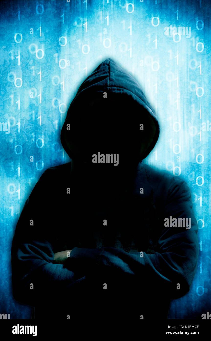 Hacker mystérieux dans le capot Banque D'Images
