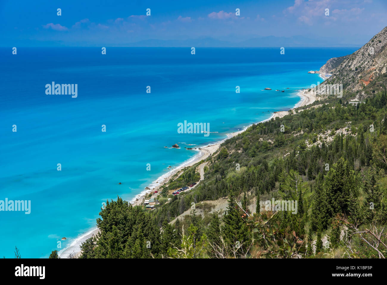 Plage de Kalamitsi, Leucade, îles Ioniennes, Grèce Banque D'Images
