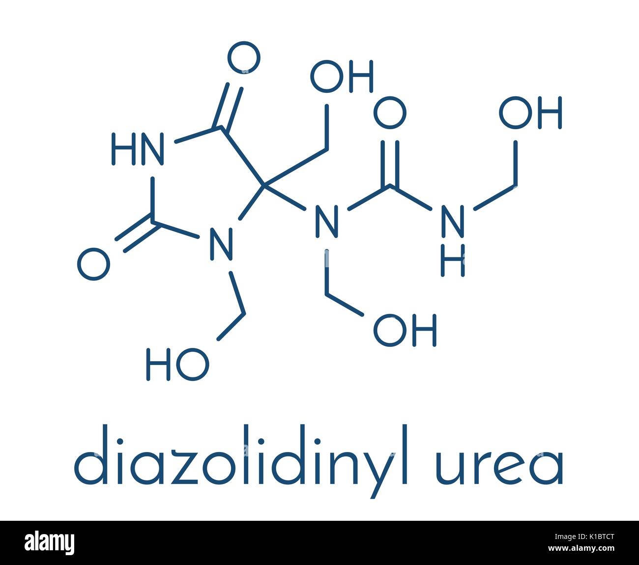 Diazolidinyl urée formaldéhyde (molécule de l'agent antimicrobien de libération). Formule topologique. Illustration de Vecteur