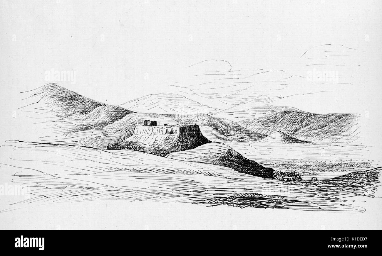 Paysage illustré d'acropole de l'est, comprend des montagnes de megaris, dans la perspective de la voie sacrée d'Eleusis, 1889. à partir de la bibliothèque publique de new york. Banque D'Images
