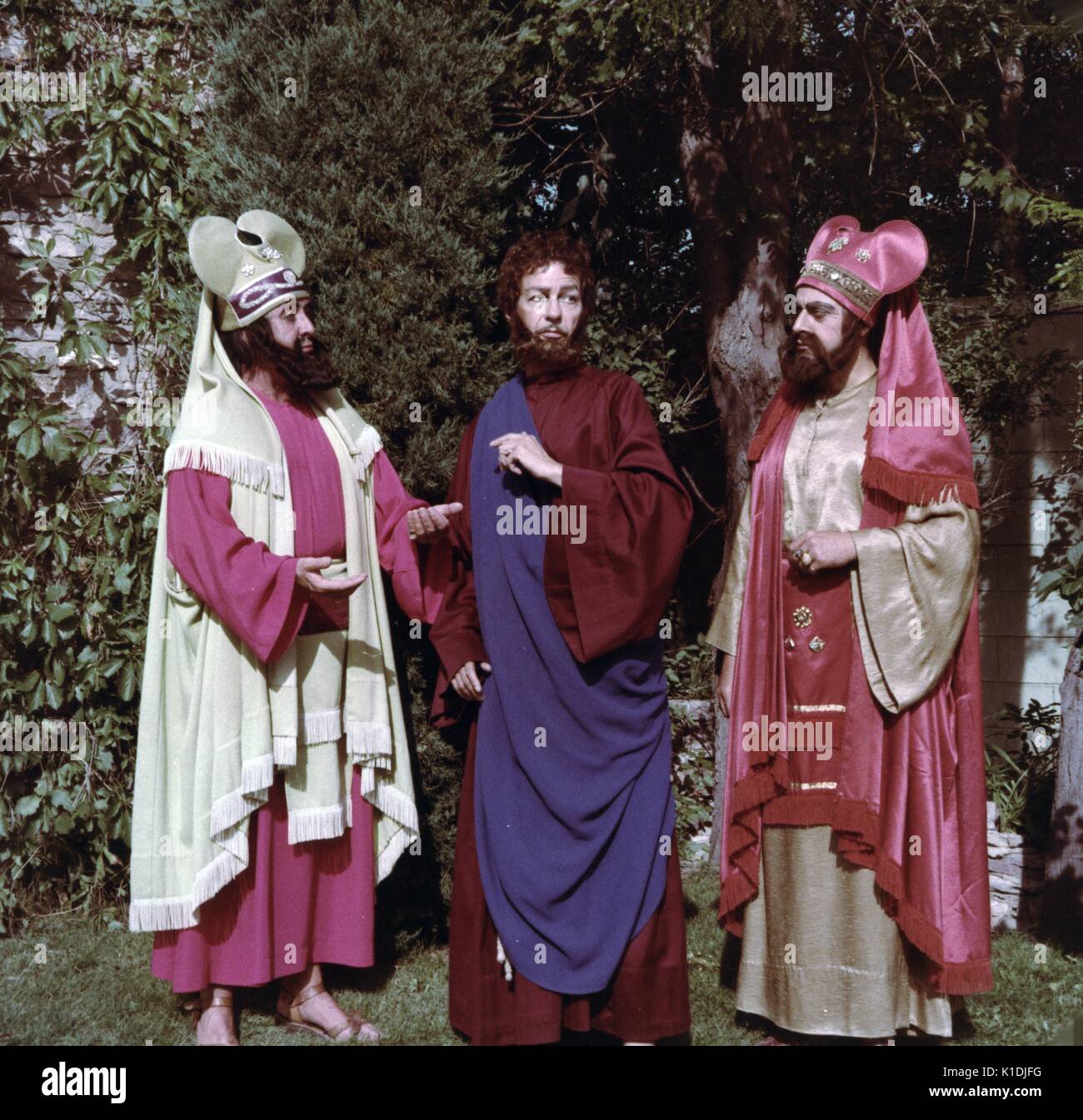 Tentation du Christ, une scène représentant Jésus Christ pendant un concert des Black Hills Passion Play, Black Hills, Dakota du Sud, 1975. Banque D'Images