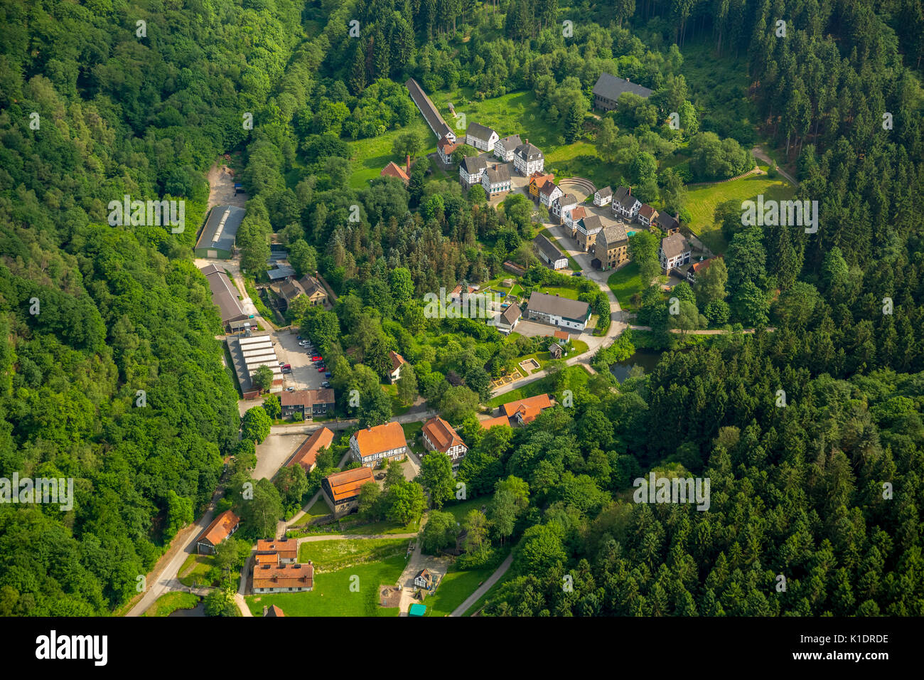 Musée en plein air de Hagen, Mäckingerbach, Landscape Association Westfalen Lippe, Hagen, Ruhr, Rhénanie du Nord-Westphalie, Allemagne Banque D'Images