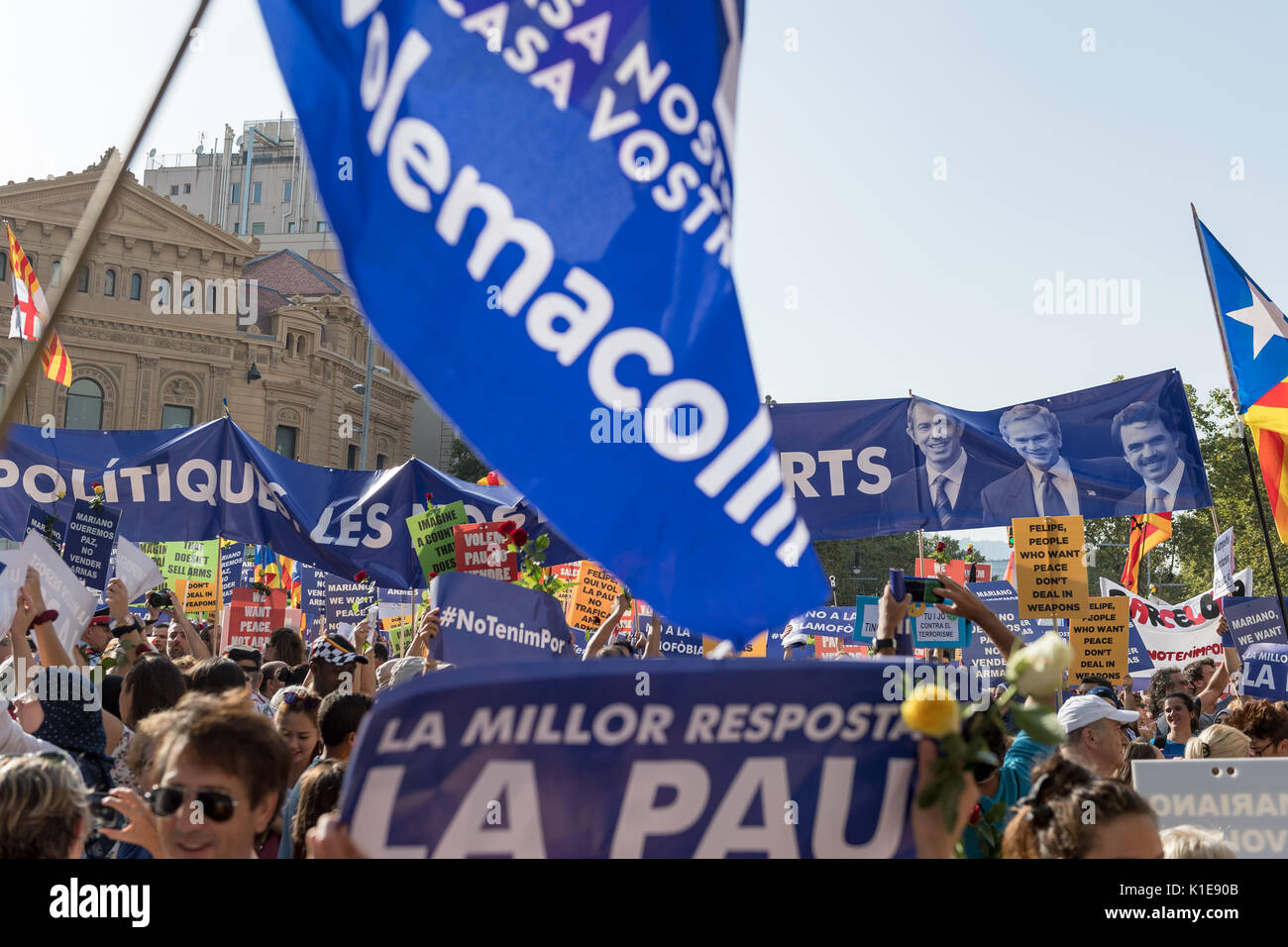 Barcelone, Espagne. Août 26, 2017. Un rassemblement se tiendra à Barcelone, une semaine après les attentats qui ont secoué la ville. L'événement d'aujourd'hui est de montrer notre solidarité avec les victimes de l'attaque. Crédit : Fabrizio Cortesi/Alamy Live News Banque D'Images