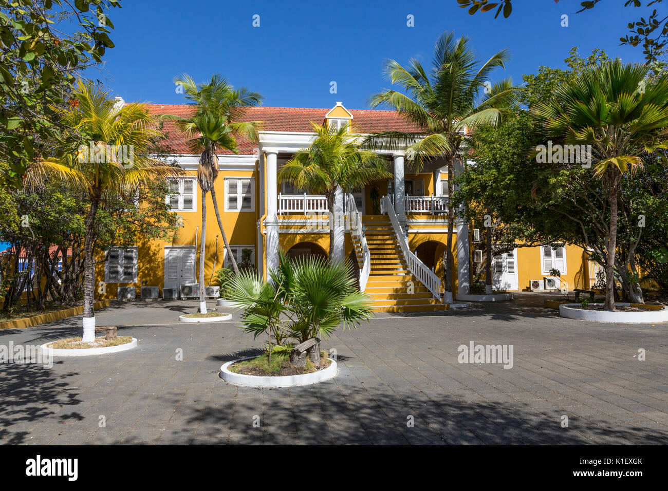 Kralendijk, Bonaire, Antilles néerlandaises sous le vent. Le Bureau du Gouverneur. Banque D'Images