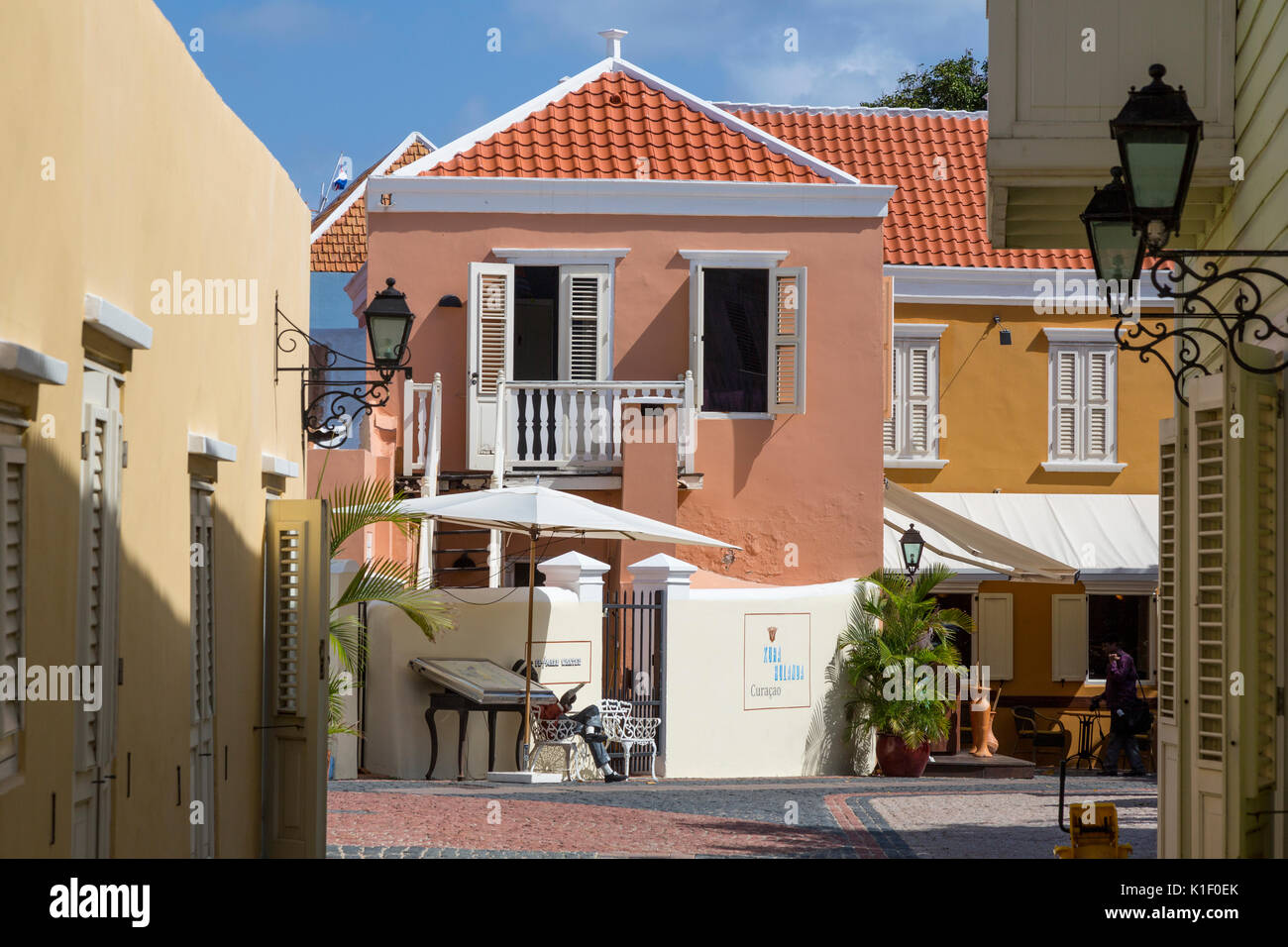 Willemstad, Curaçao, Petites Antilles. Une maison de la Kura Hulanda secteur historique. Banque D'Images