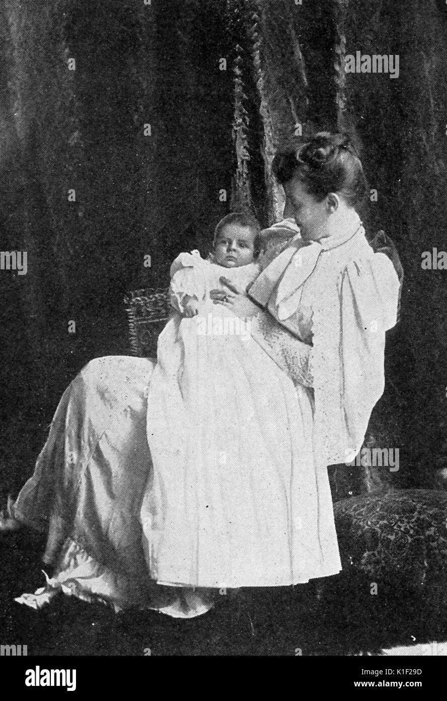 Portrait d'Edith Roosevelt, assis, tenant son fils Quentin Roosevelt, comme un bébé, 1897. Banque D'Images